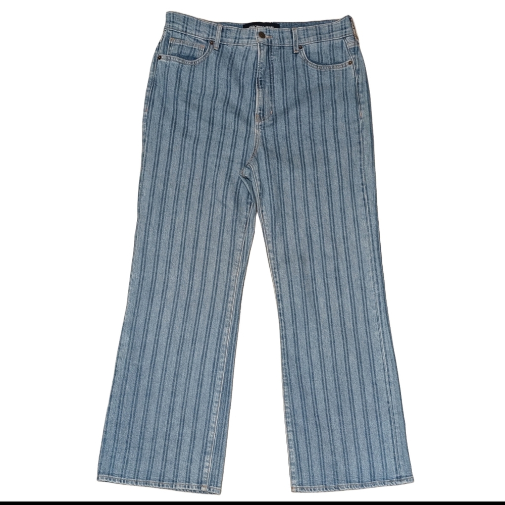 Veronica Beard Crosbie Wide Leg Striped Loafer High Rise Jean, Size 32 - Picture 3 of 11